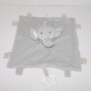 BIRBABY Gray Cream Brown Polka Dot Elephant Security Teething Blanket Star Tags